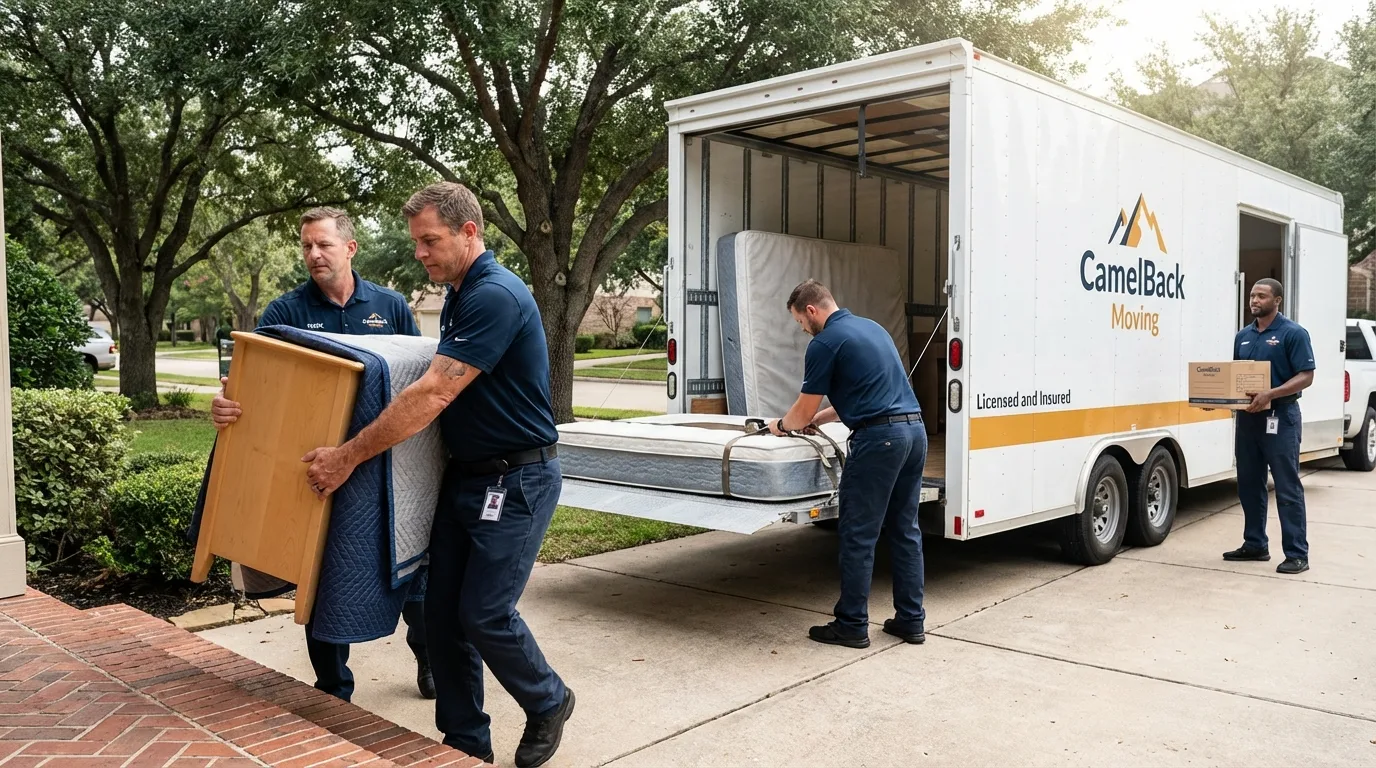 Crew loading residential truck for cross-state move from Richmond, VA