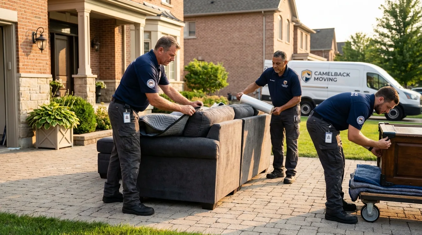 Large estate moving crew wrapping furniture in Richmond, VA