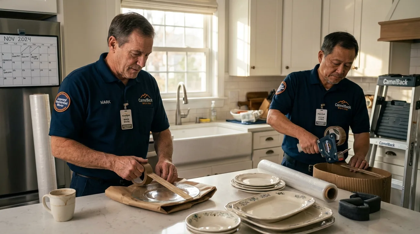 Professional crew packing kitchen dishware in Richmond, VA